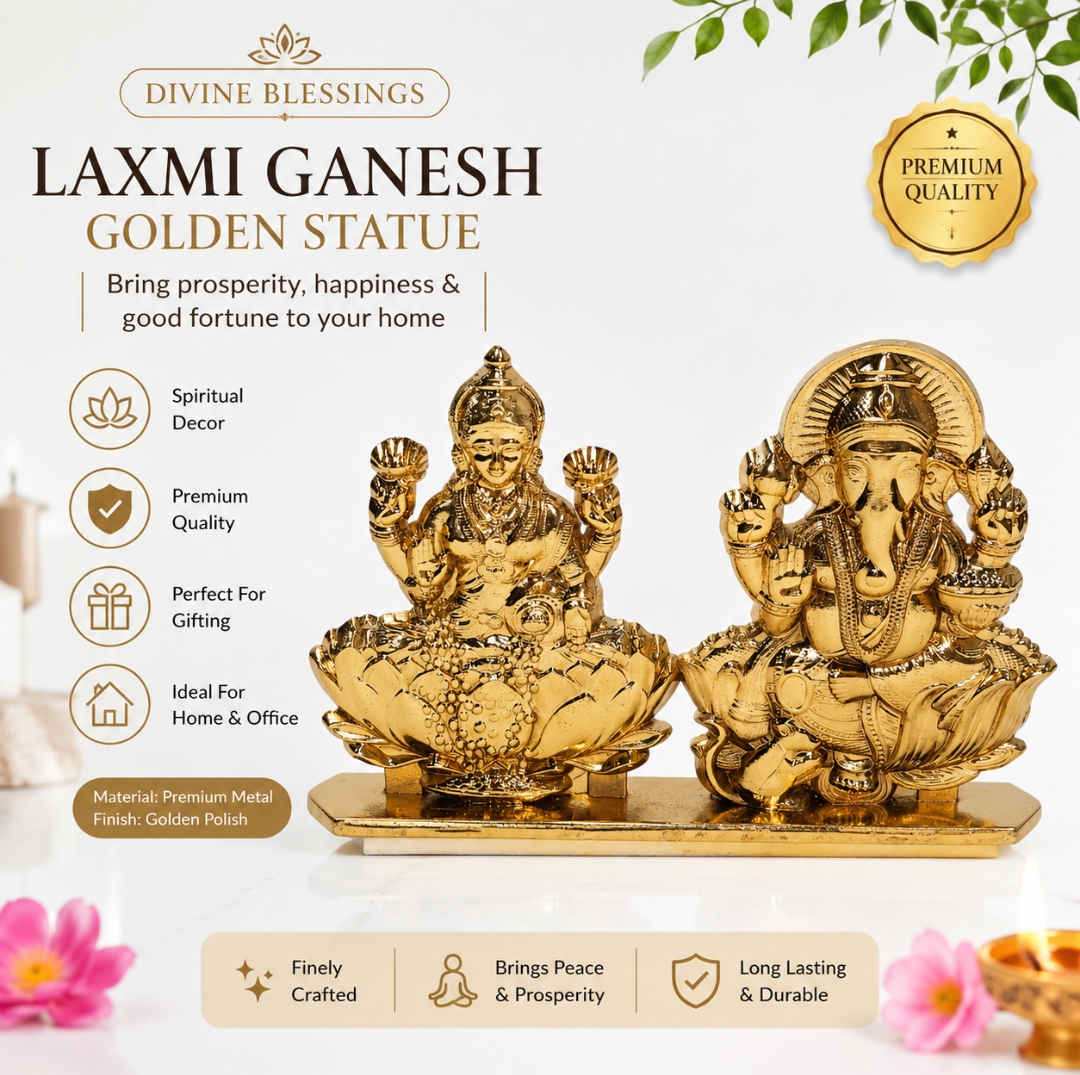 Golden Lakshmi Ganesha Idol for Home &amp; Office Decor