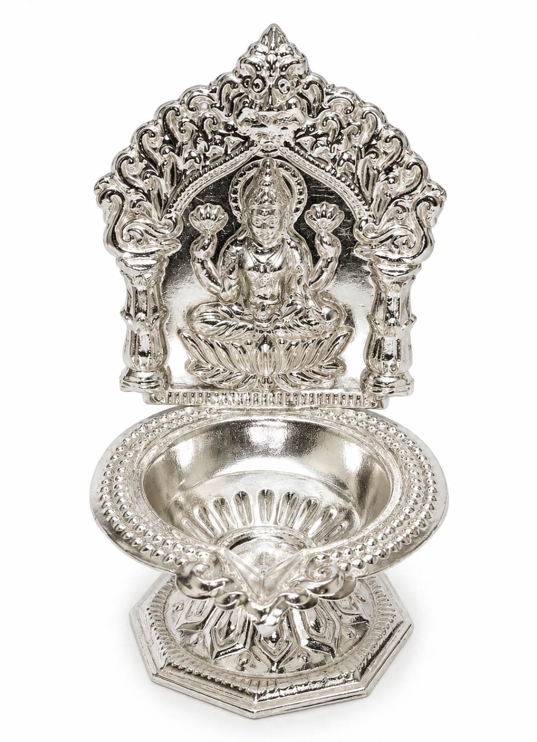 Germen Silver Lakshmi Deepam with Decorative Arch for Pooja