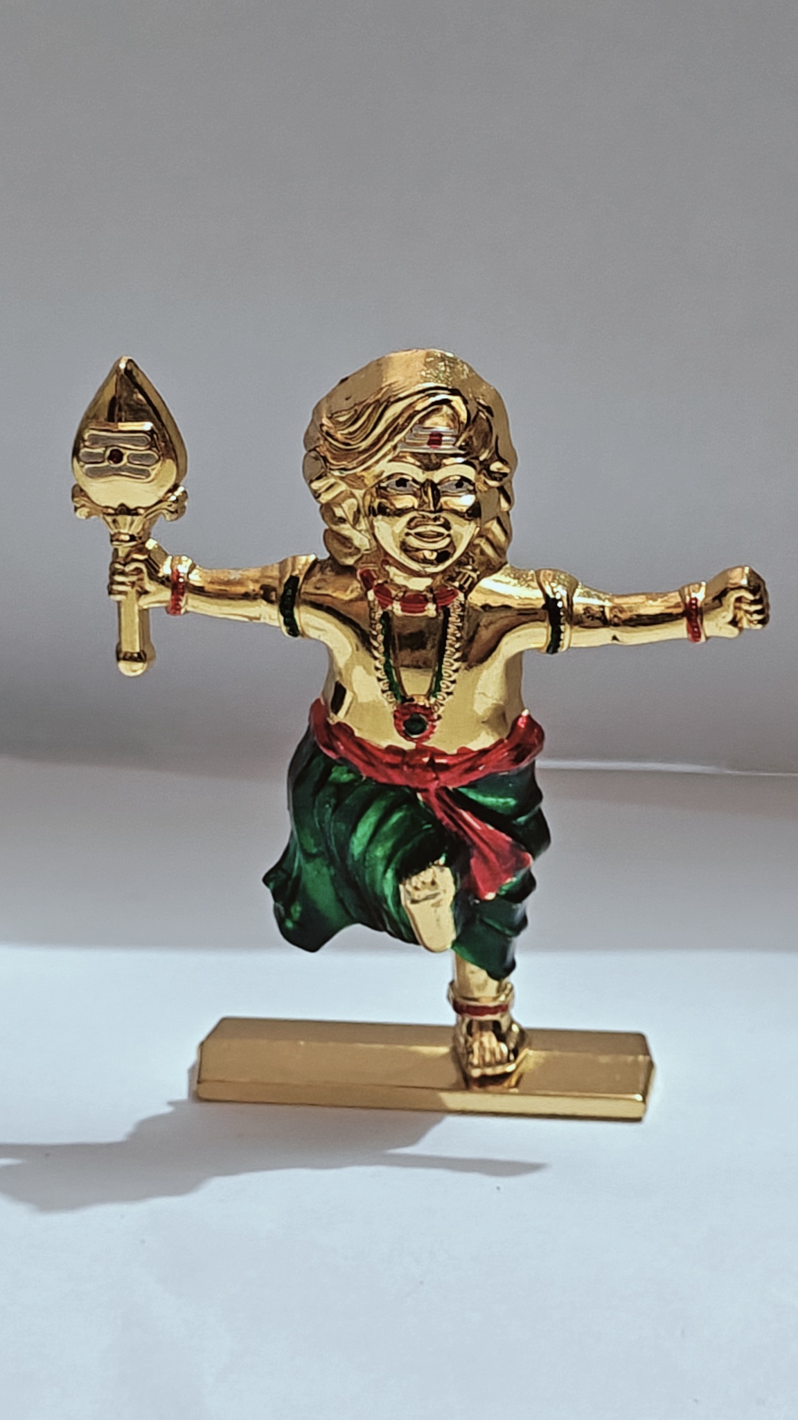 Lord Murugan Vel Standing Idol – Gold Finish Decorative Pooja Statue